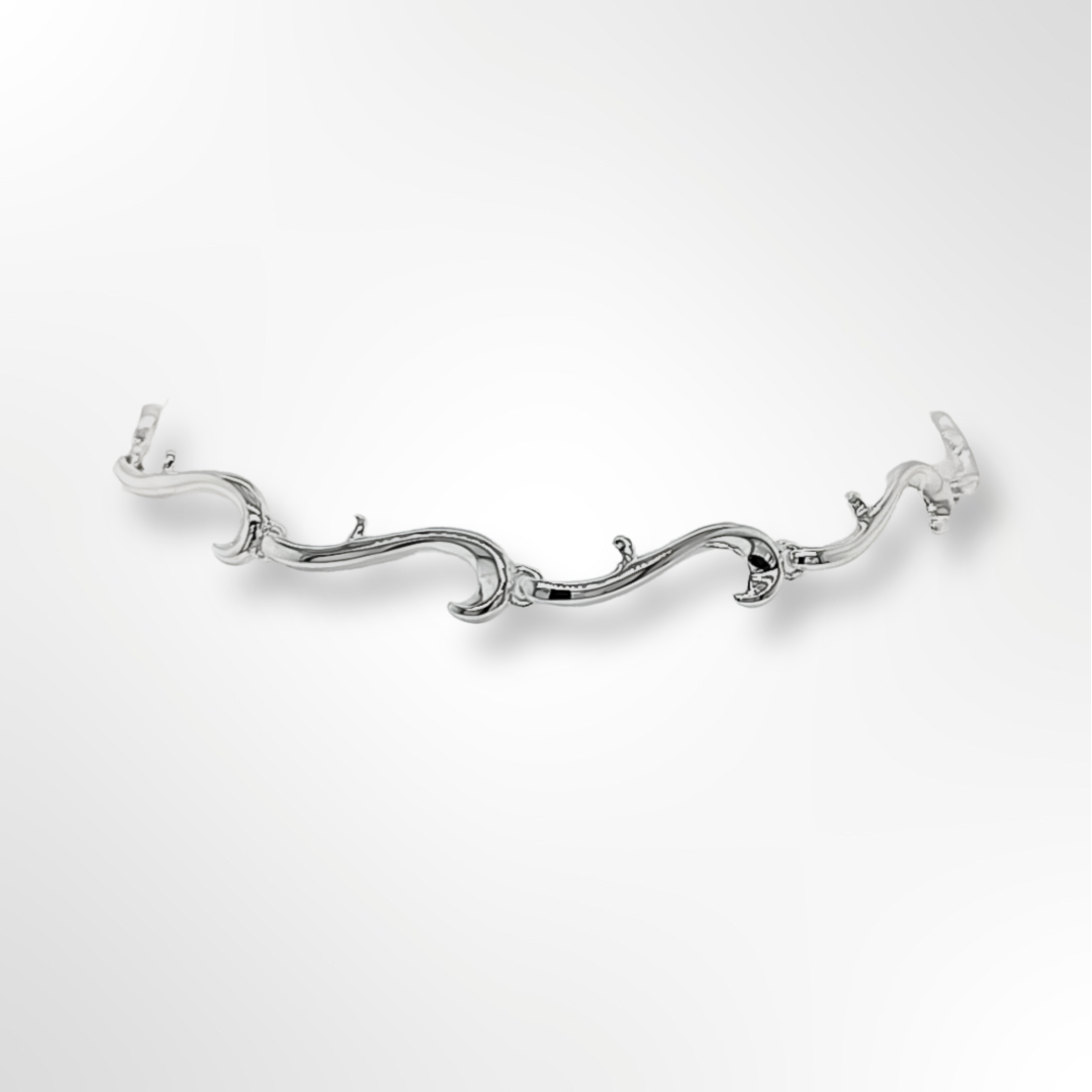 Sterling Silver Polished Tendril Link Bracelet