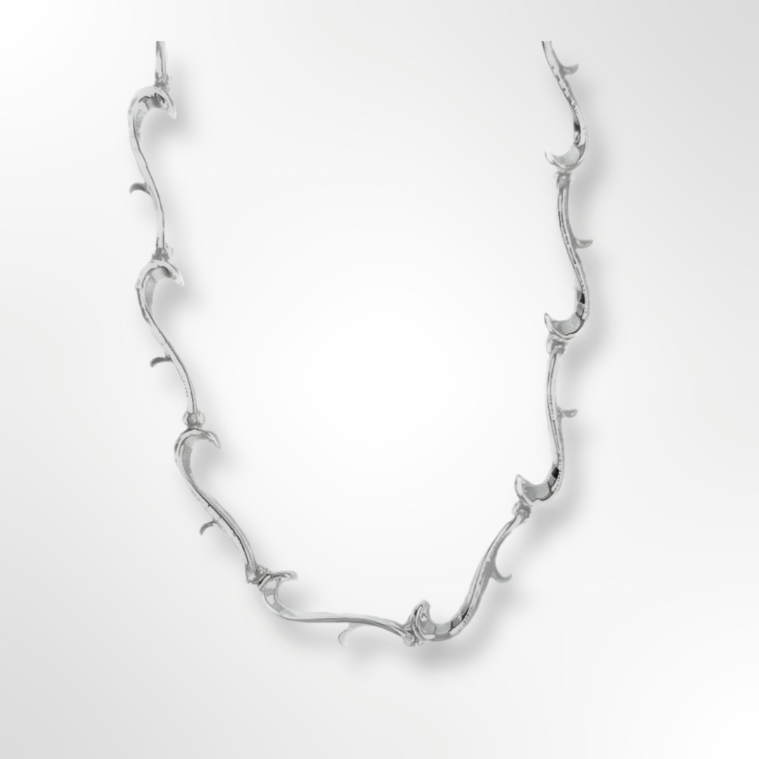 Sterling Silver Polished Tendril Link Necklace