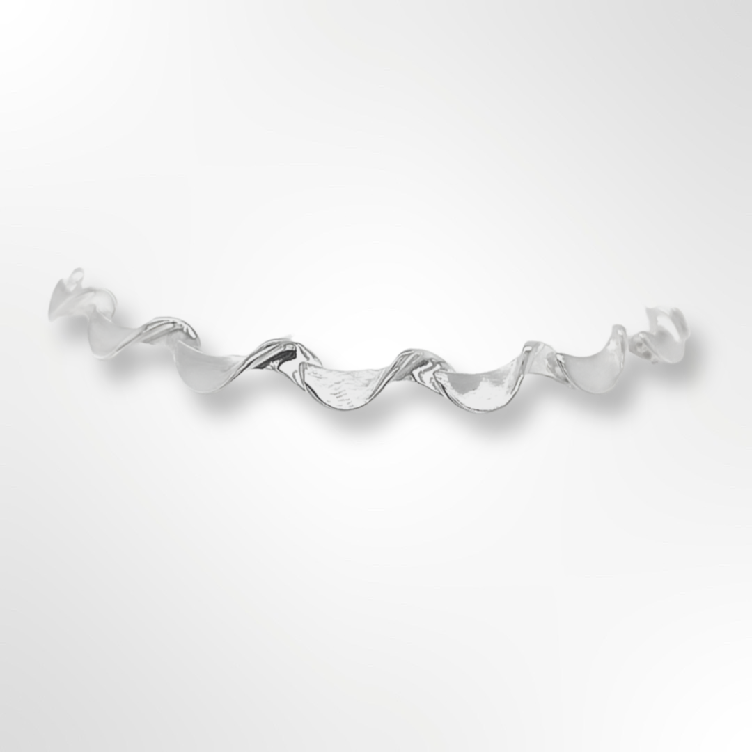 Sterling Silver Satin/Polished Wave Bracelet