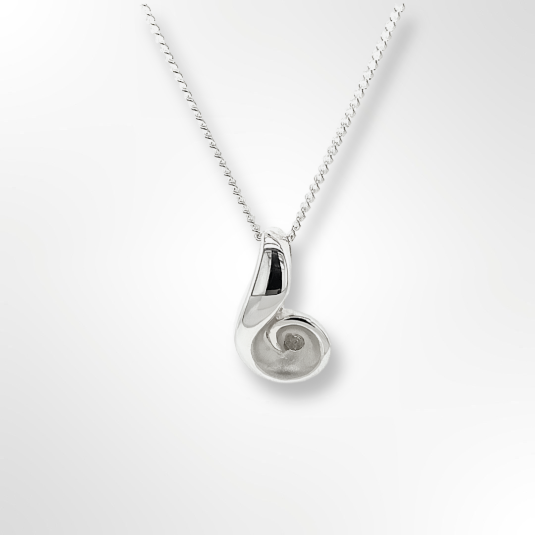 Sterling Silver Diamond Curl Pendant Necklace