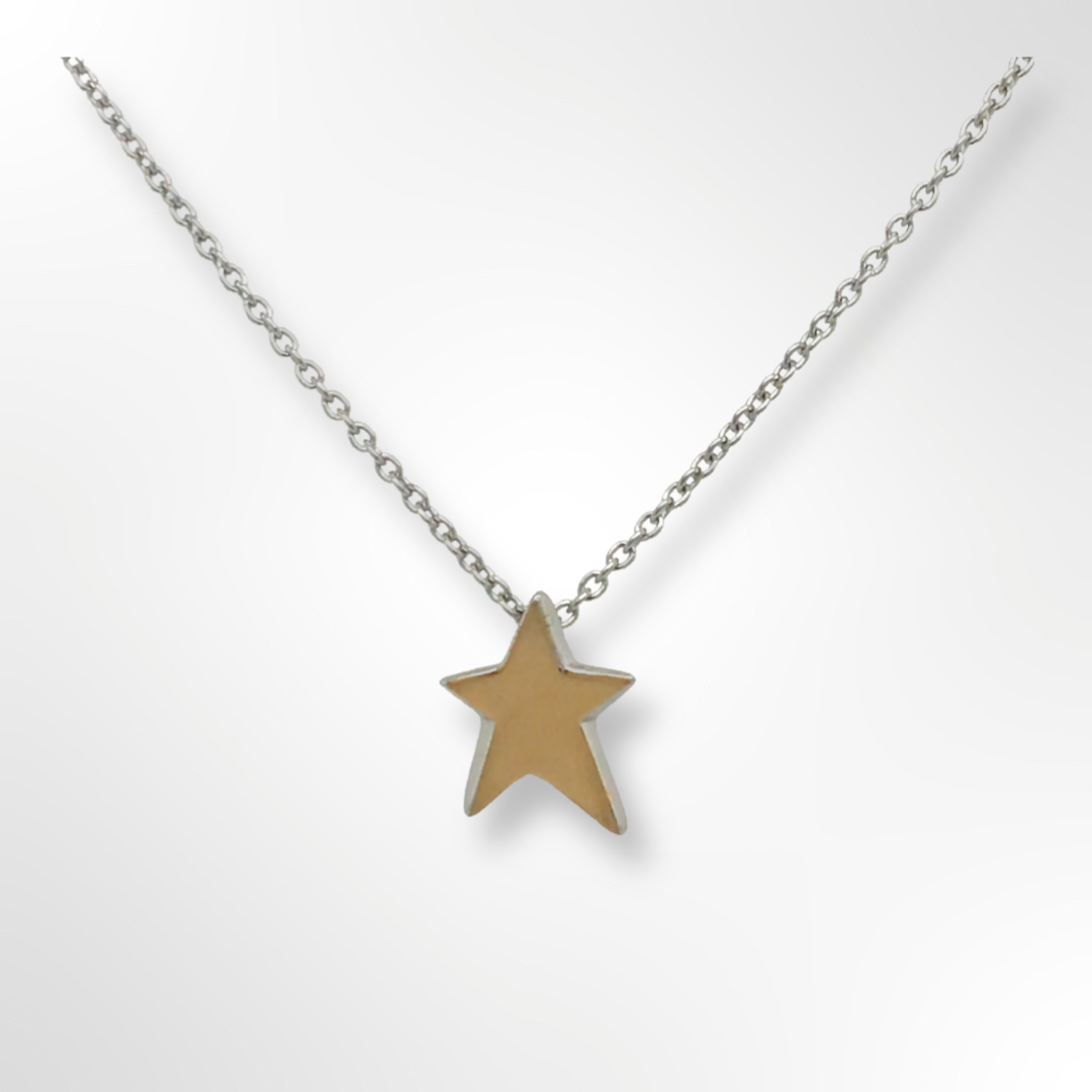 Sterling Silver and Gold Plated Star Pendant Necklace