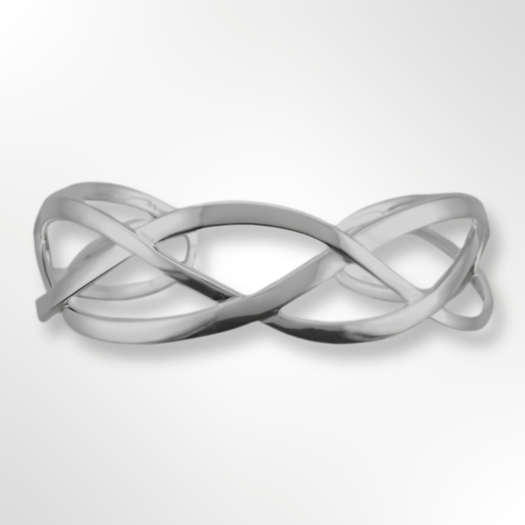 Sterling Silver Interlacing Torque Bangle 