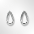 Sterling Silver Satin & Polish Open Tear Stud Earrings