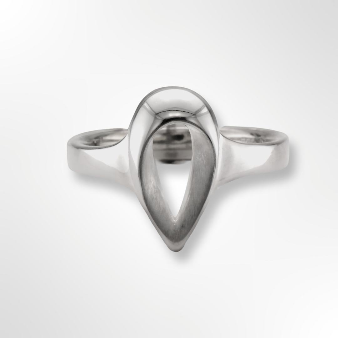 Sterling Silver Satin & Polish Open Tear Ring