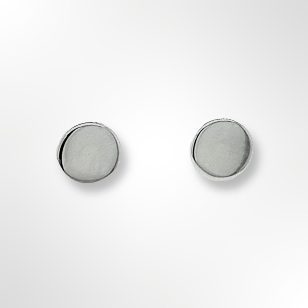 Sterling Silver Polished Plain Flat Disc Stud Earrings