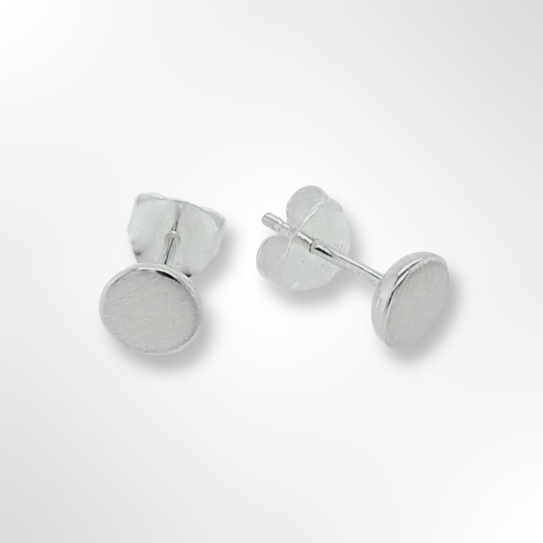 Sterling Silver Satin Flat Top Disc Stud earrings