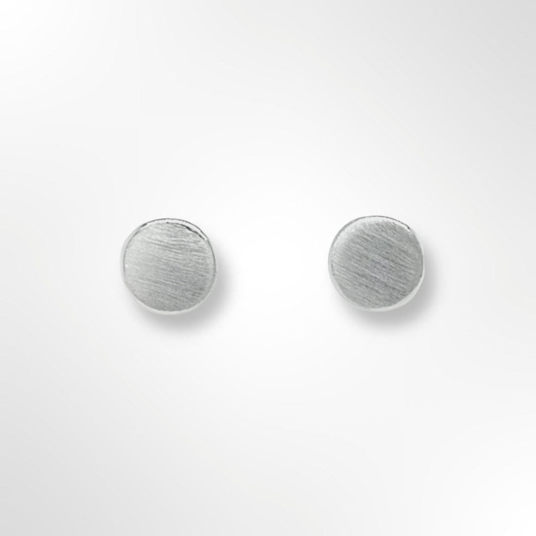 Sterling Silver Satin Flat Top Disc Stud earrings