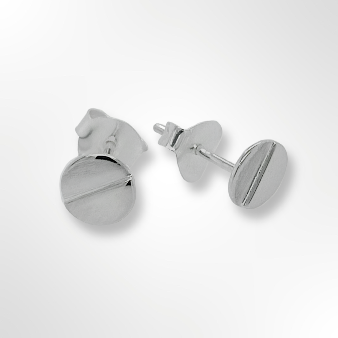 Sterling Silver Satin & Polish Step Stud Earrings