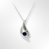 Sterling Silver Diamond & Blue Sapphire Open Marquise Shape Pendant Necklace