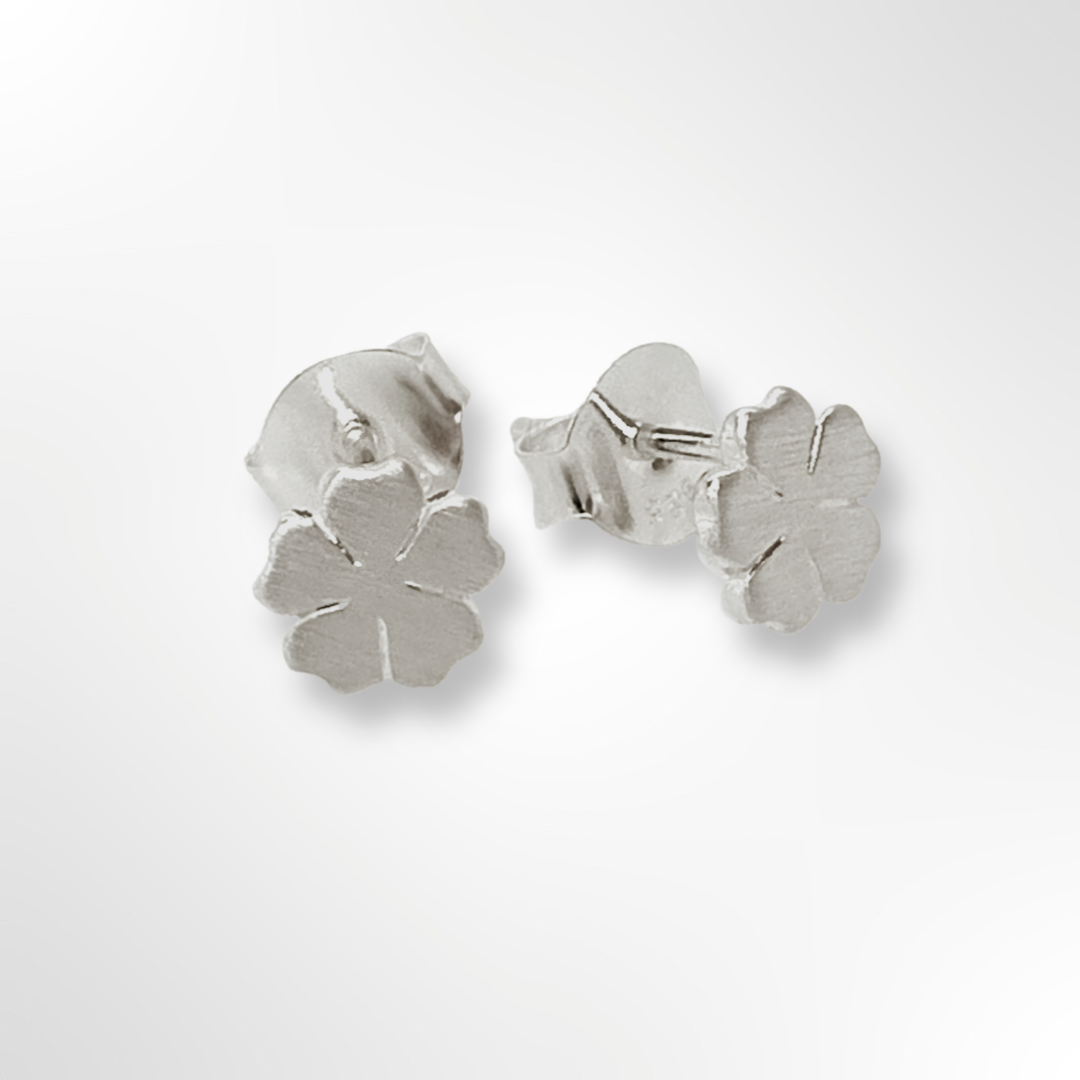 Sterling Silver Satin Flower Stud Earrings