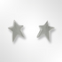 Sterling Silver Satin Abstract Star Stud Earrings