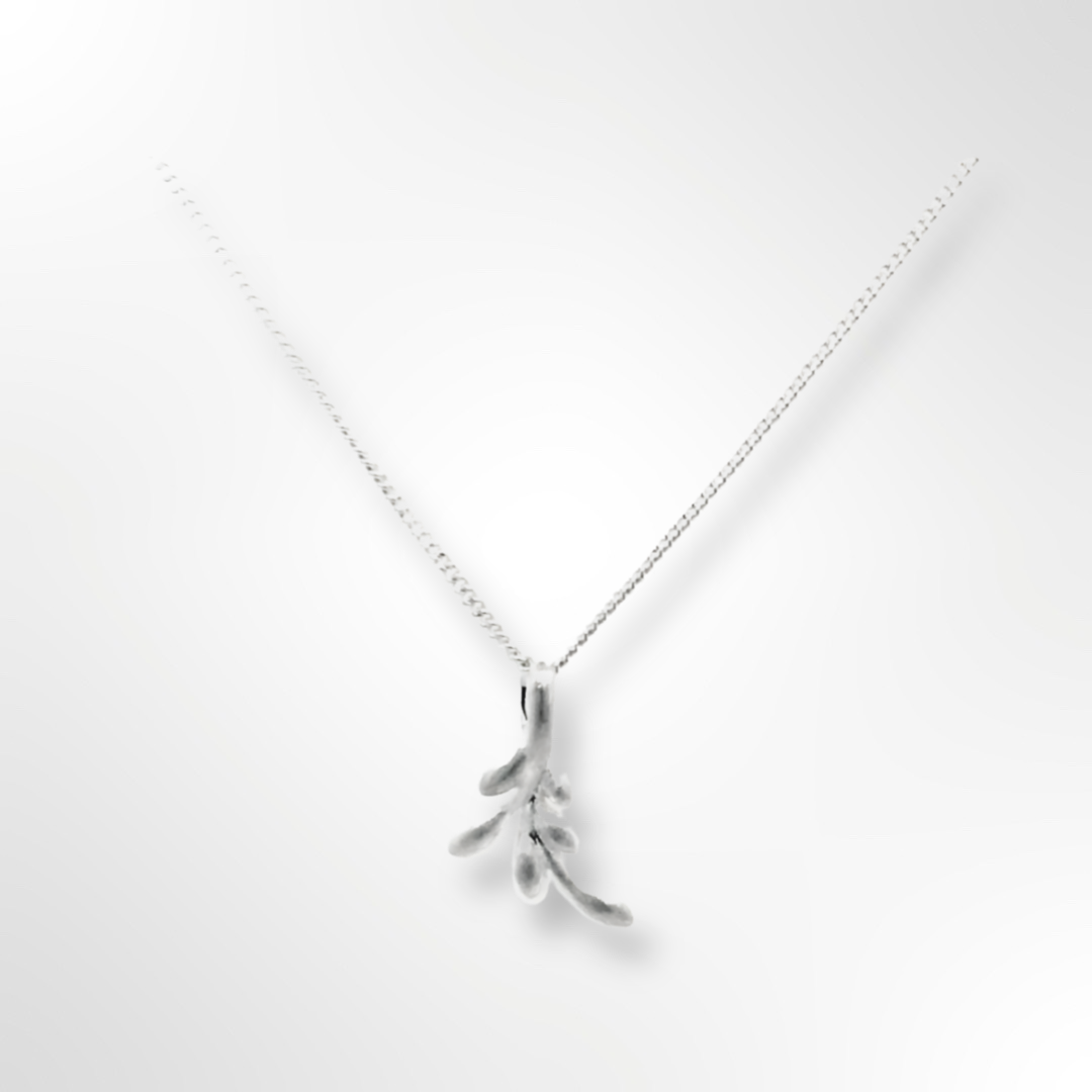 Sterling Silver Branch Twig Pendant Necklace