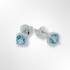 Sterling Silver Round Blue Topaz 4 Claws Set Stud Earrings