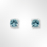 Sterling Silver Round Blue Topaz 4 Claws Set Stud Earrings
