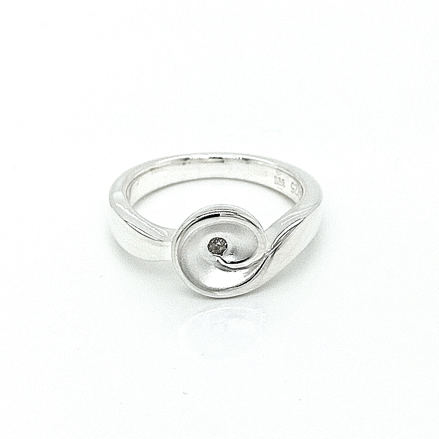 Silver Koru Diamond Ring