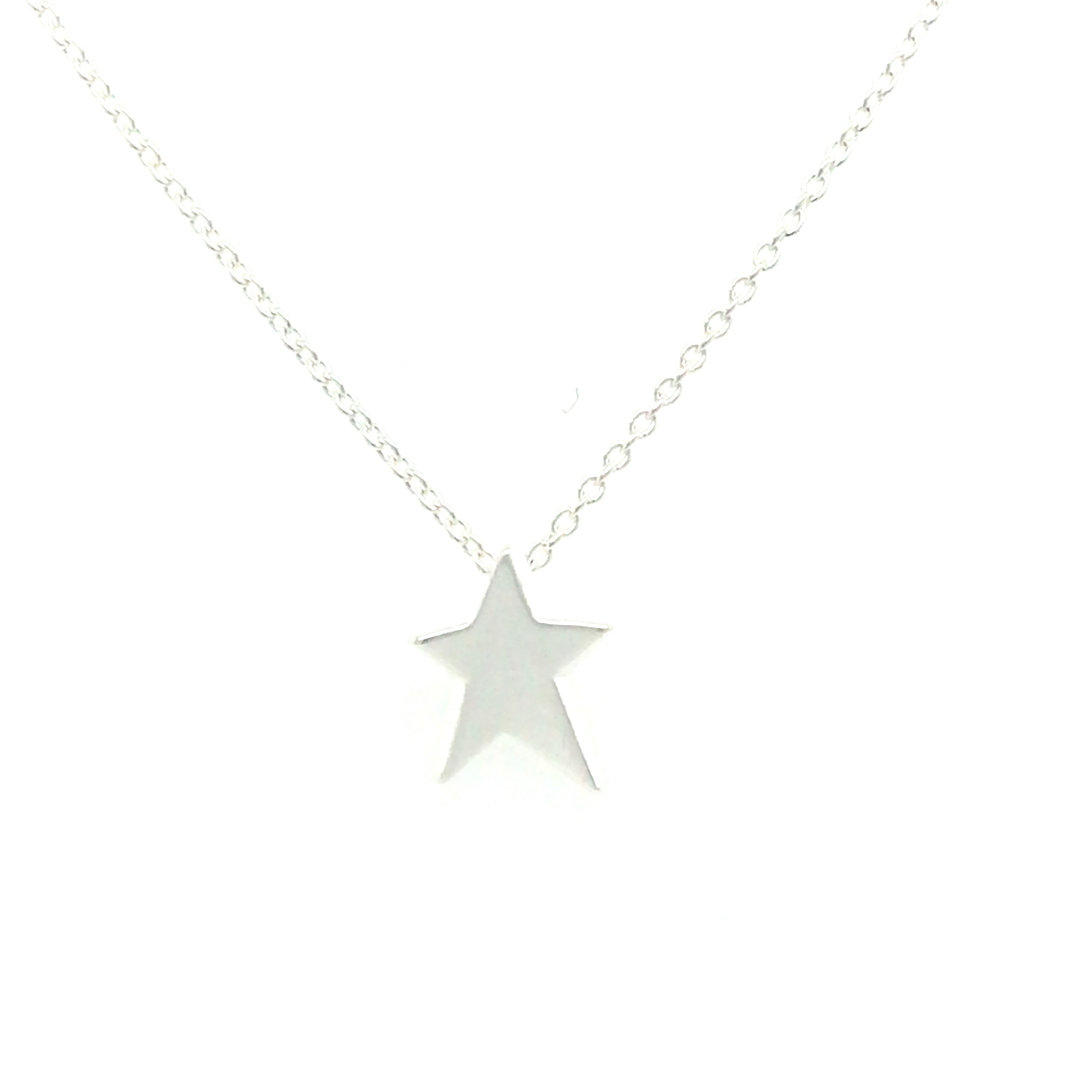 Silver Satin Abstract Star Pendant on Chain