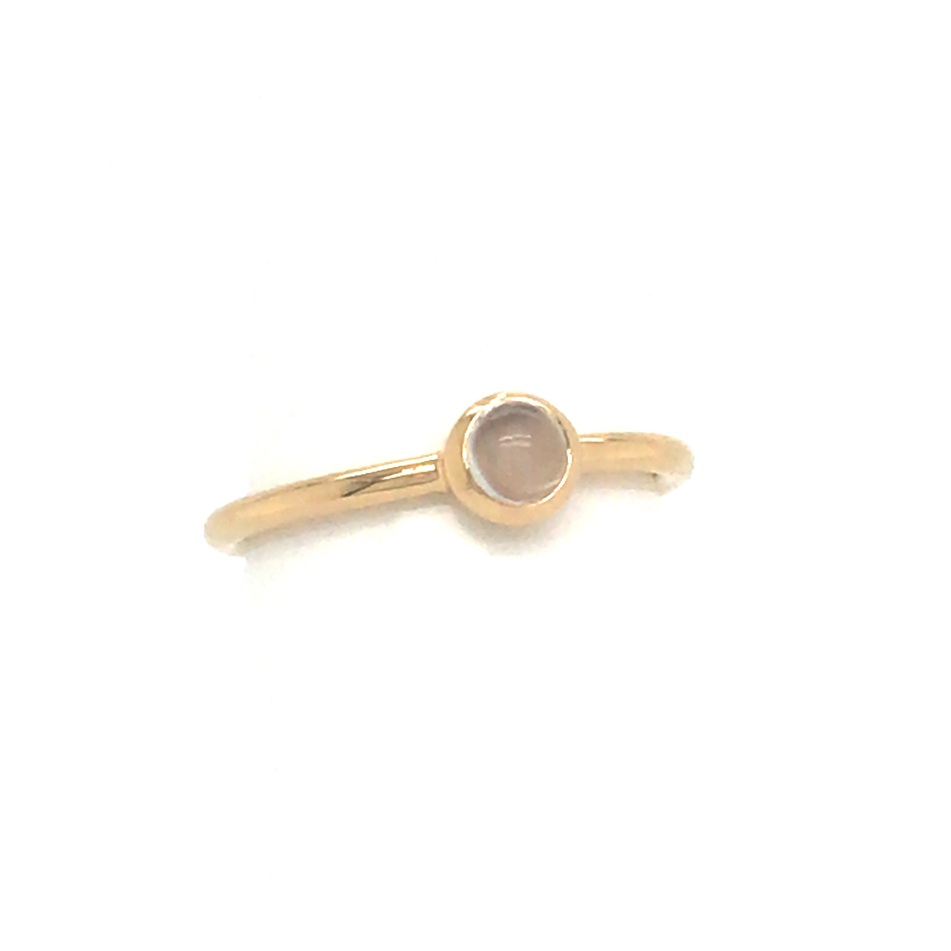 Silver Gold Plated Round Cabouchon Moonstone Ring