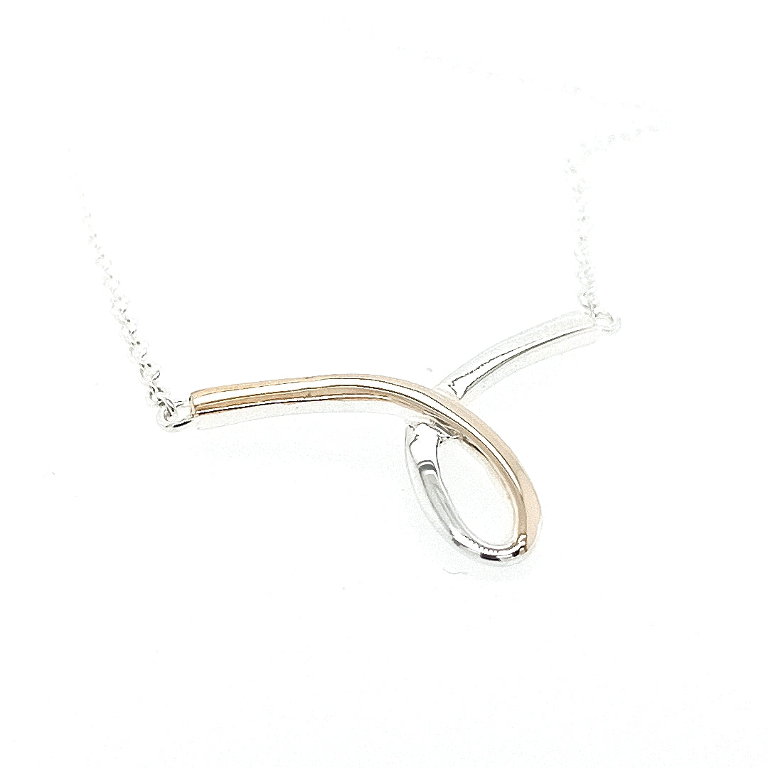 Silver and 9ct Gold Loop Necklace